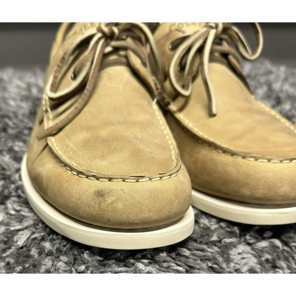 Cole Haan Boat Shoes Mens Size 11 Beige Leather Deck Resort Nautical Prep Yacht